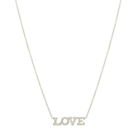 14K White Gold Diamond "LOVE" Necklace