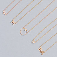 14K Yellow Gold Diamond Open Circle Necklace