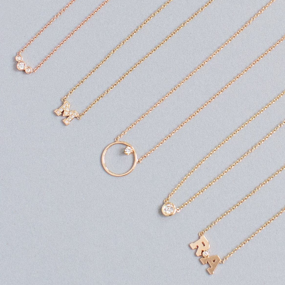 14K Yellow Gold Diamond Open Circle Necklace