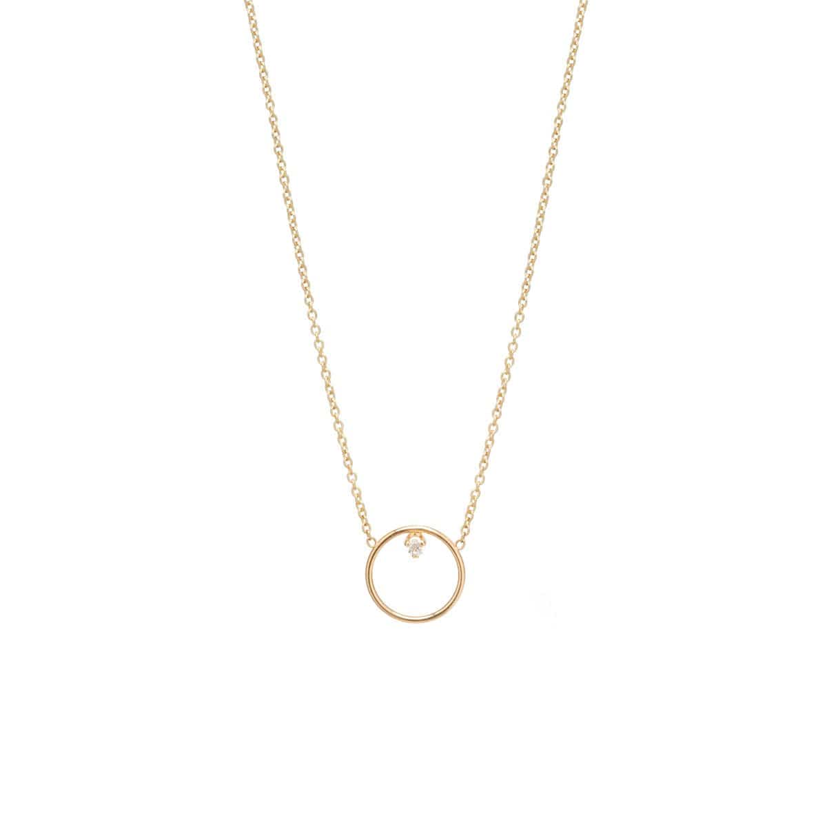 14K Yellow Gold Diamond Open Circle Necklace