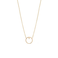 14K Yellow Gold Diamond Open Circle Necklace