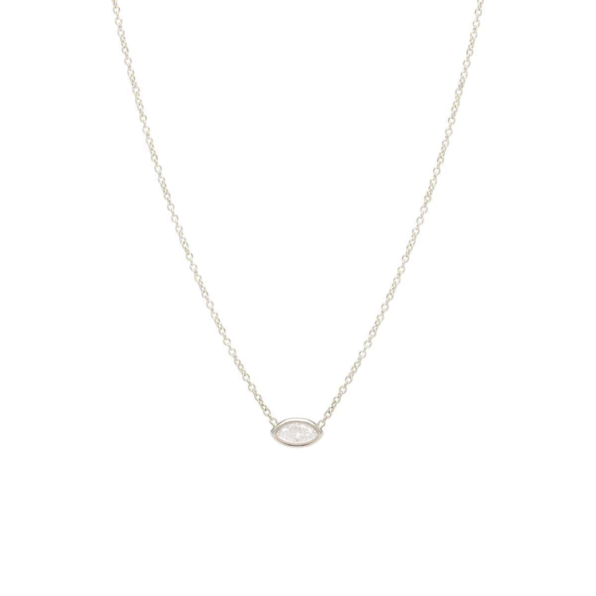 14K White Gold Marquise Diamond Necklace