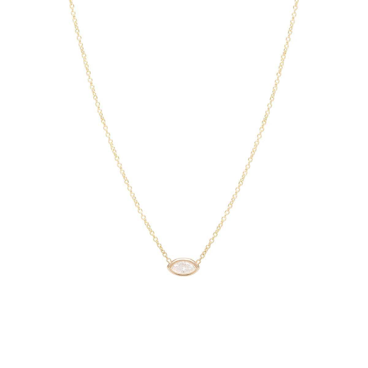 14K Yellow Gold Marquise Diamond Necklace
