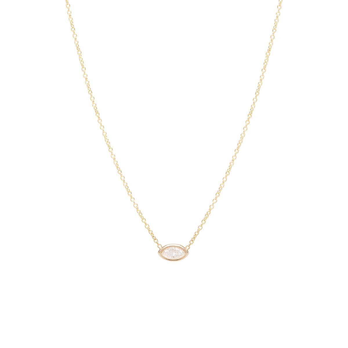 14K Yellow Gold Marquise Diamond Necklace