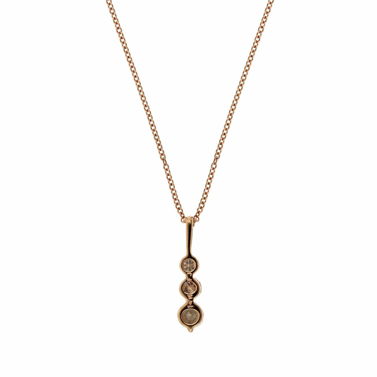 14K Rose Gold 3 Stone Graduated Diamond Pendant