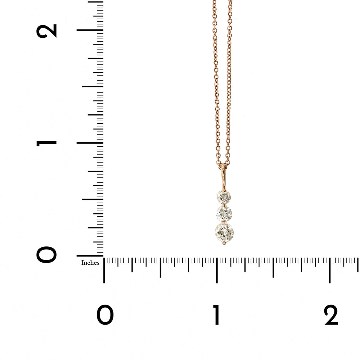 14K Rose Gold 3 Stone Graduated Diamond Pendant