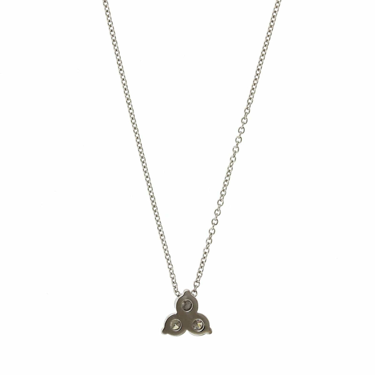 14K White Gold 3 Stone Cluster Diamond Pendant