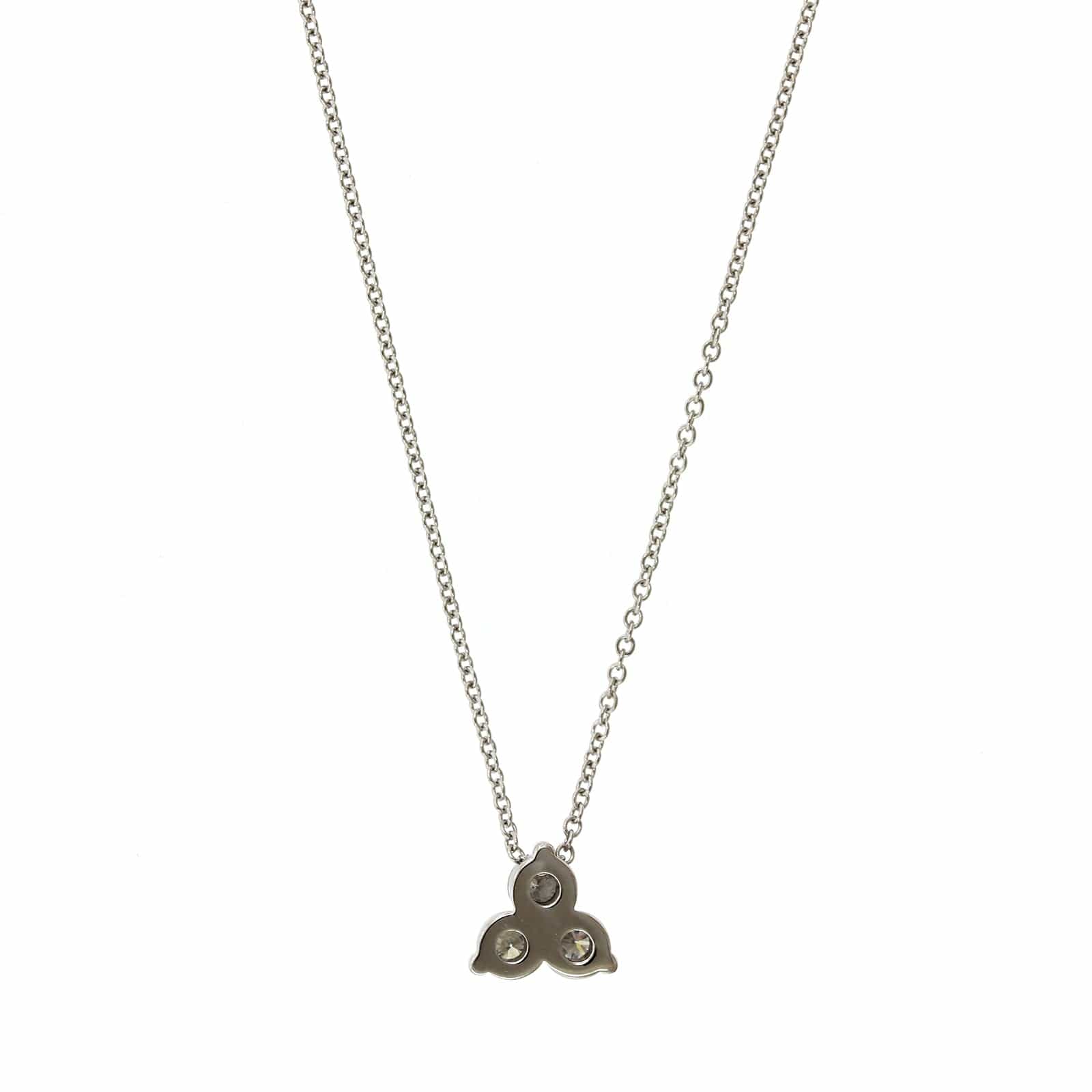 14K White Gold 3 Stone Cluster Diamond Pendant