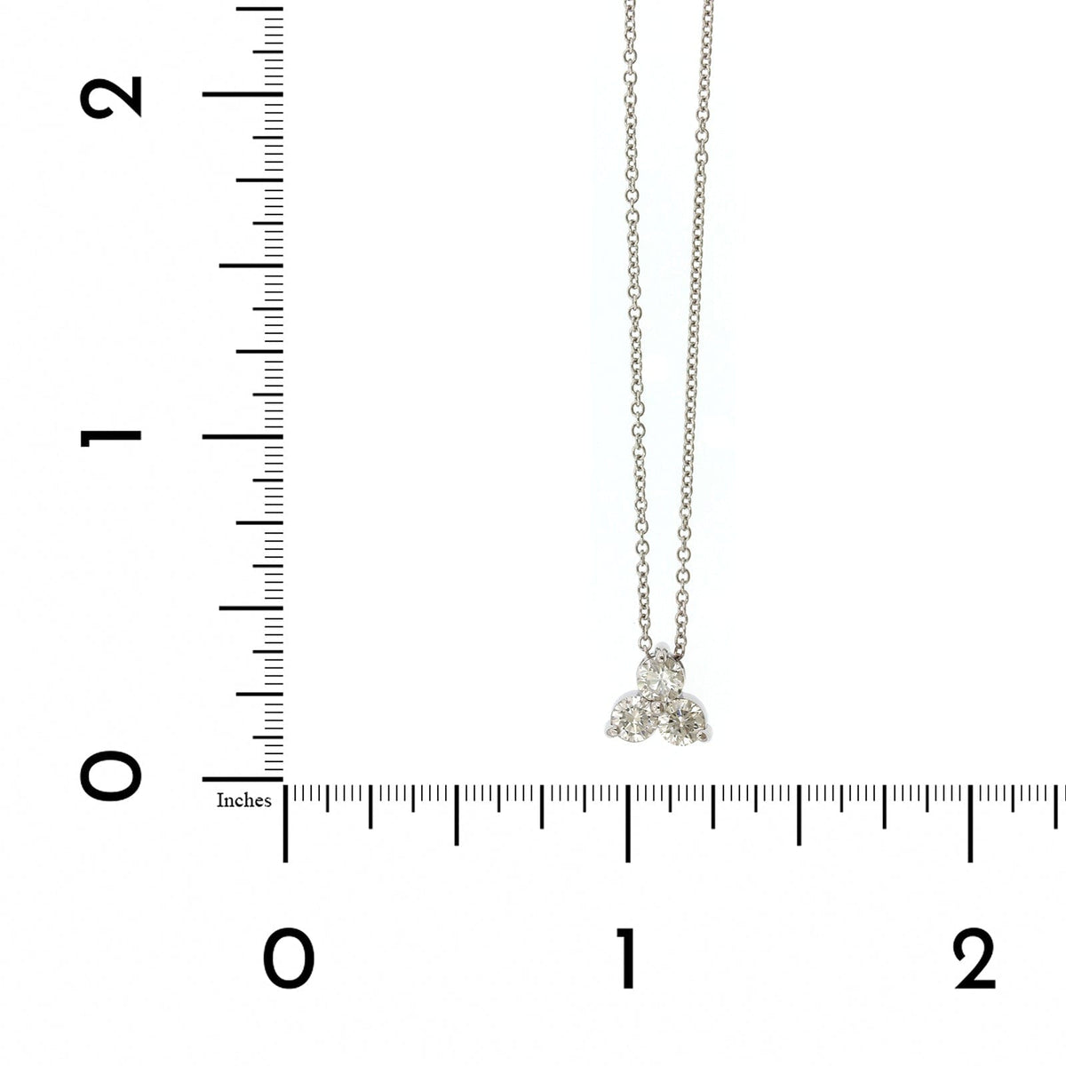 14K White Gold 3 Stone Cluster Diamond Pendant