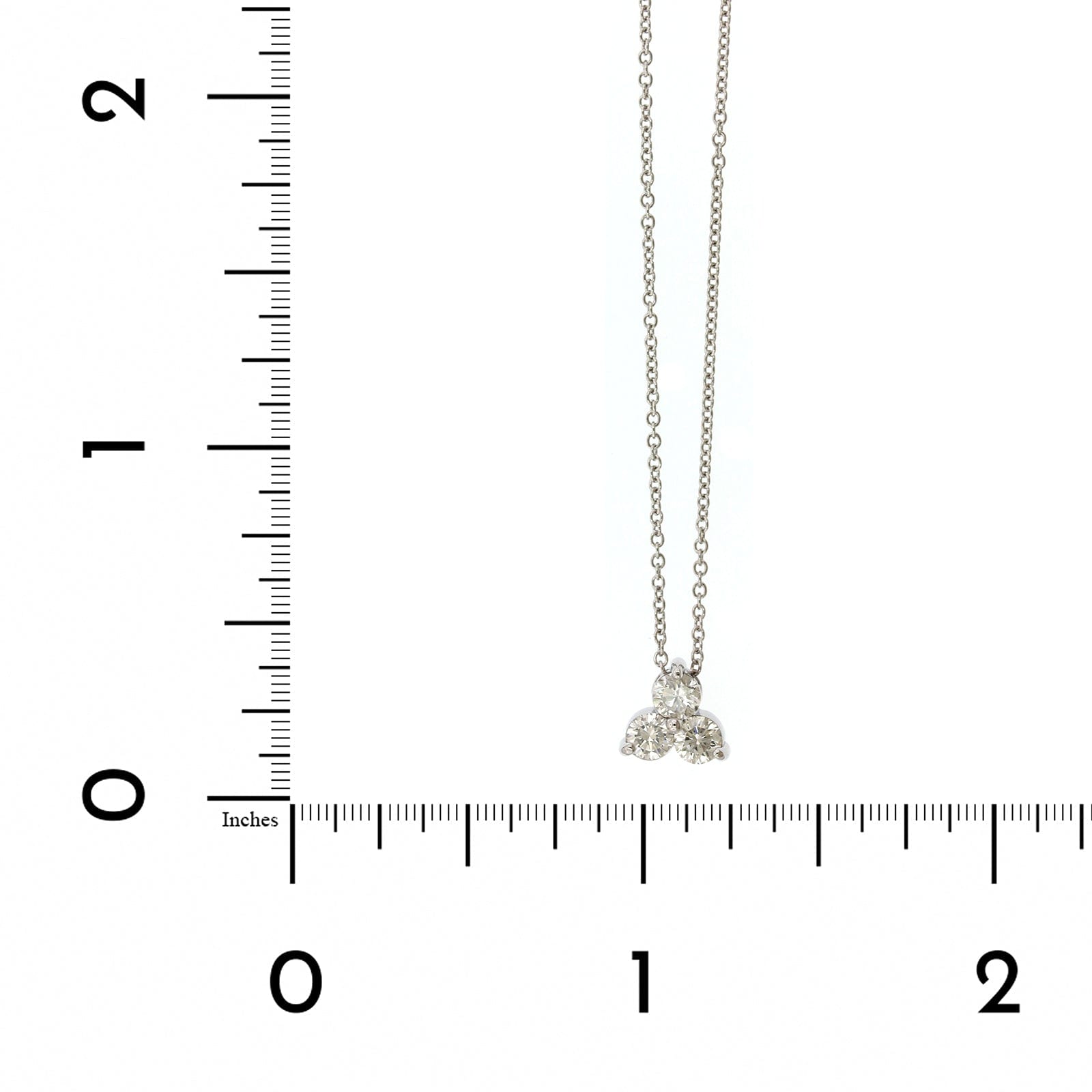 14K White Gold 3 Stone Cluster Diamond Pendant
