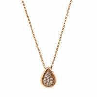 18K Rose Gold Pear Shape Pave Diamond Necklace