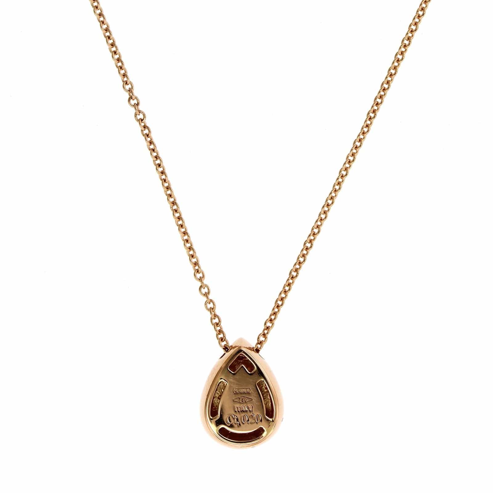 18K Rose Gold Pear Shape Pave Diamond Necklace