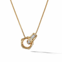 Modern Renaissance Double Pendant Necklace in 18K Yellow Gold with Full Pavé Diamonds, Yellow Gold, Long's Jewelers