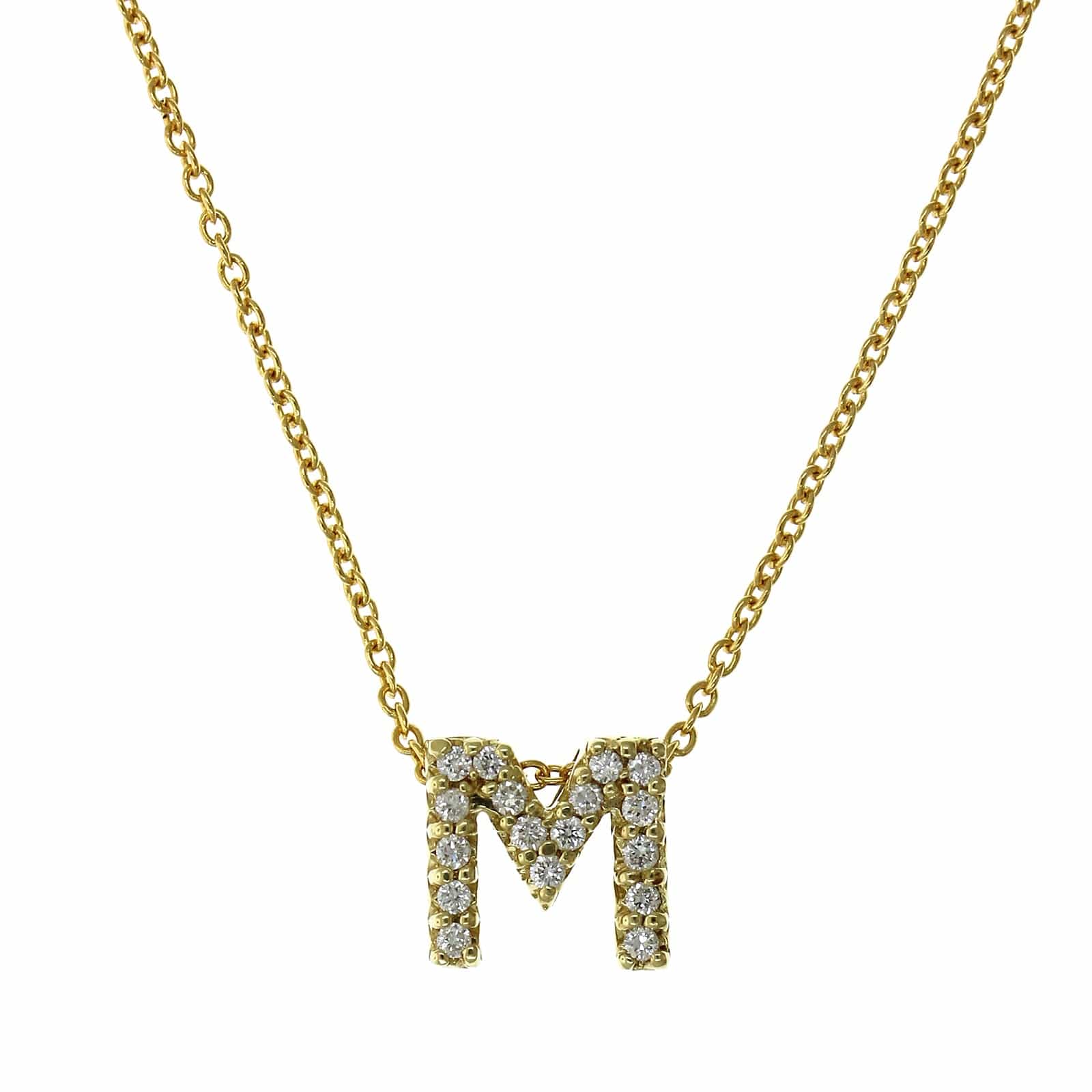 Roberto Coin 18K Yellow Gold "M" Initial Diamond Necklace