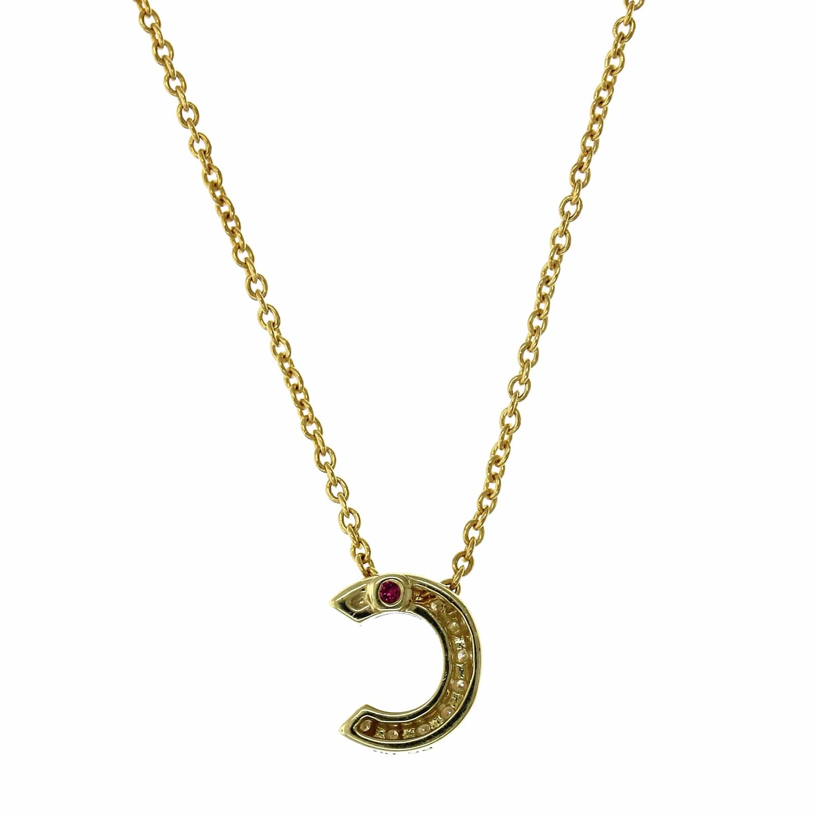 Roberto Coin 18K Yellow Gold "C" Initial Diamond Necklace