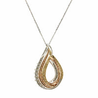 14K Tri-Color Teardrop Shape Diamond Necklace, 14k yellow, white and rose, Long's Jewelers