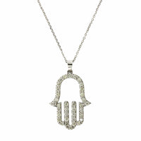 14K White Gold Pave Diamond Hamsa Pendant