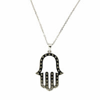 14K White Gold Pave Diamond Hamsa Pendant