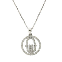 14K White Gold Hamsa Diamond Necklace, 14k white gold, Long's Jewelers