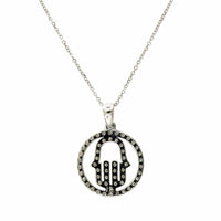 14K White Gold Hamsa Diamond Necklace, 14k white gold, Long's Jewelers