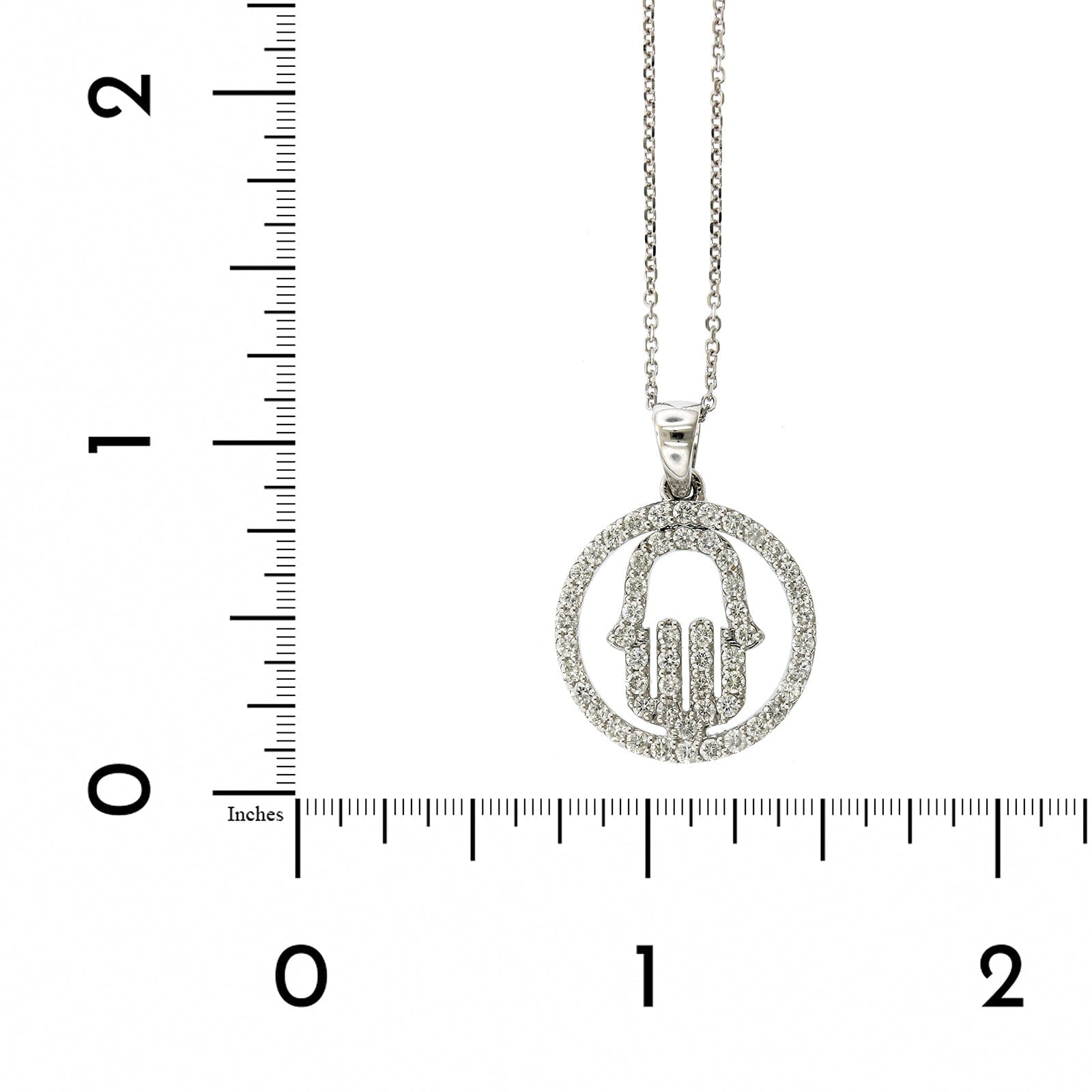 14K White Gold Hamsa Diamond Necklace, 14k white gold, Long's Jewelers