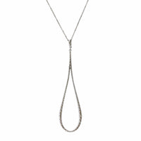 14K White Open Teardrop Shape Diamond Necklace, 14k white gold, Long's Jewelers
