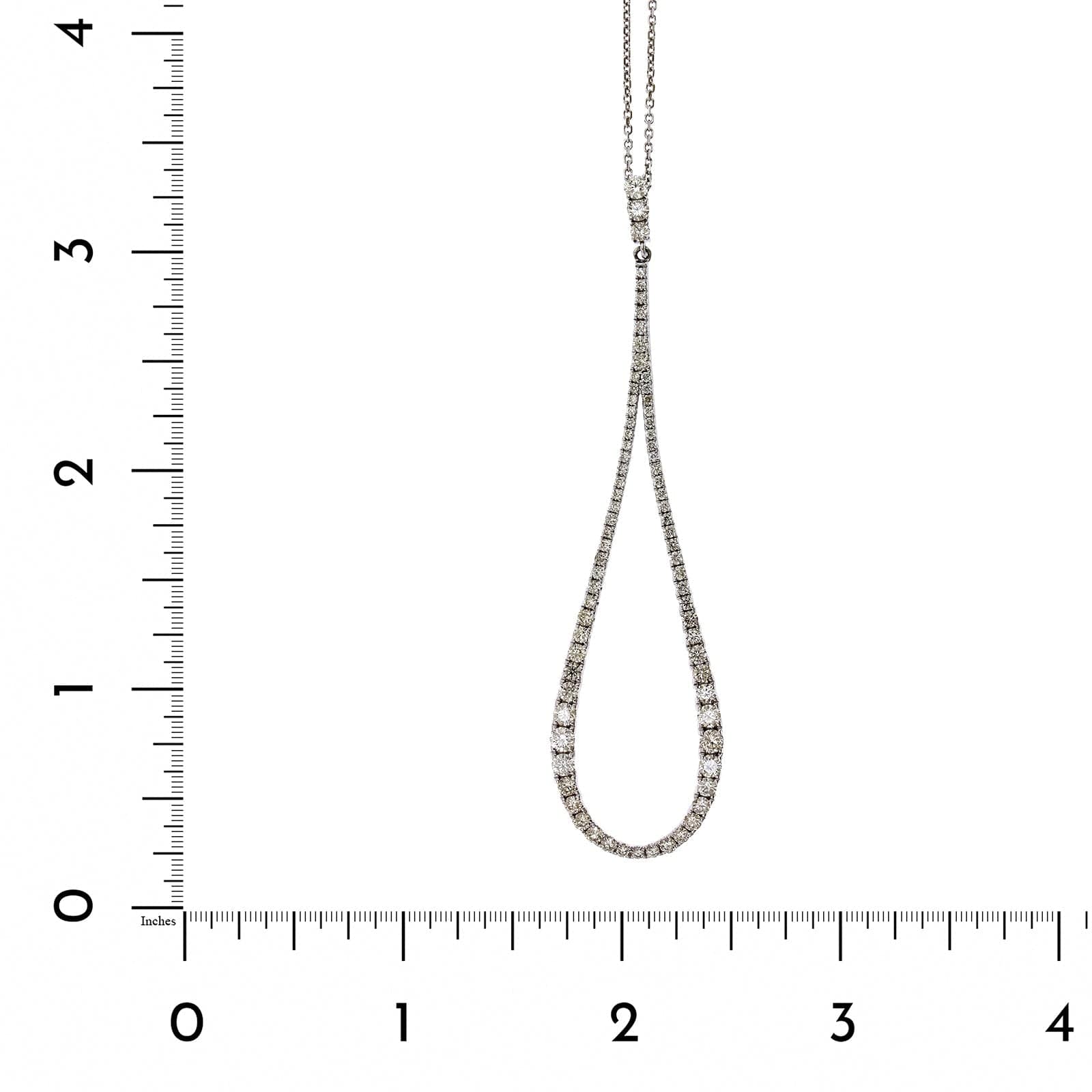 14K White Open Teardrop Shape Diamond Necklace, 14k white gold, Long's Jewelers