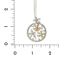 14K Tri-Color Floral Diamond Necklace, 14k yellow, white and rose, Long's Jewelers