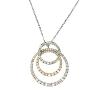 14K Two-Tone Triple Circle Diamond Necklace, 14k yellow and white, Long's Jewelers