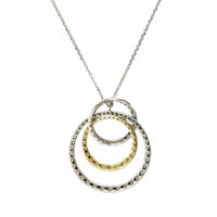 14K Two-Tone Triple Circle Diamond Necklace, 14k yellow and white, Long's Jewelers