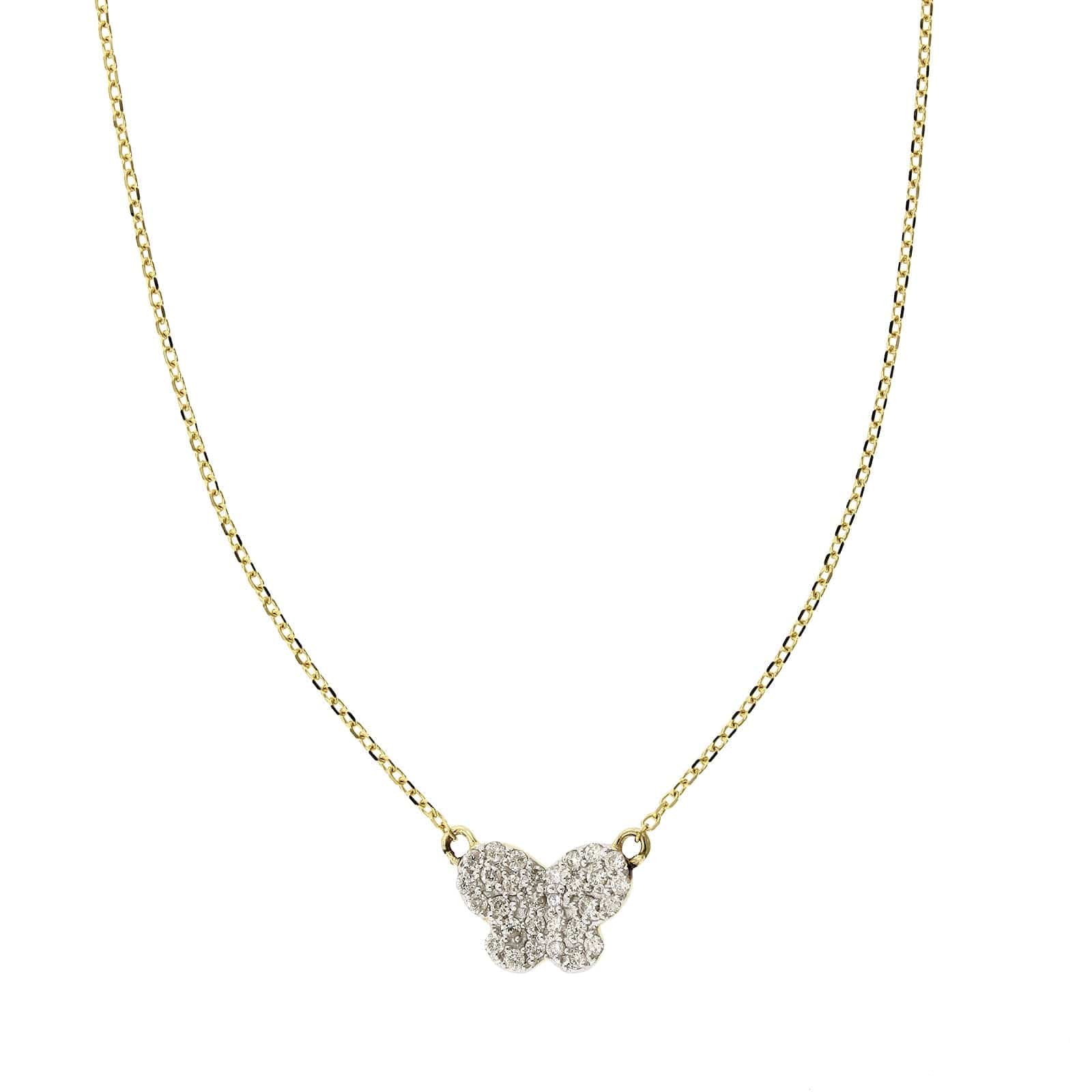 14K Yellow Gold Butterfly Diamond Necklace, 14k yellow gold, Long's Jewelers