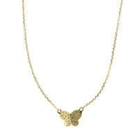 14K Yellow Gold Butterfly Diamond Necklace, 14k yellow gold, Long's Jewelers