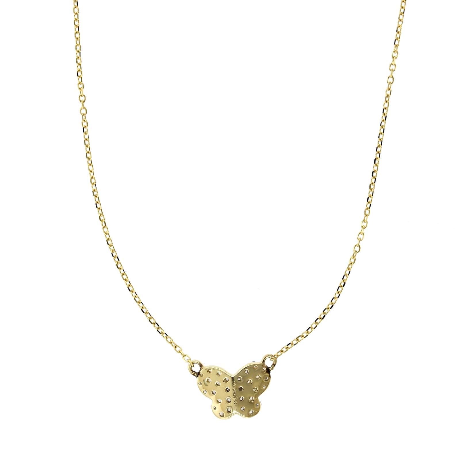 14K Yellow Gold Butterfly Diamond Necklace, 14k yellow gold, Long's Jewelers