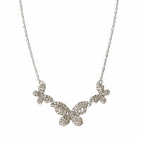 14K White Gold Triple Butterfly Diamond Necklace, 14k white gold, Long's Jewelers