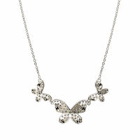14K White Gold Triple Butterfly Diamond Necklace, 14k white gold, Long's Jewelers