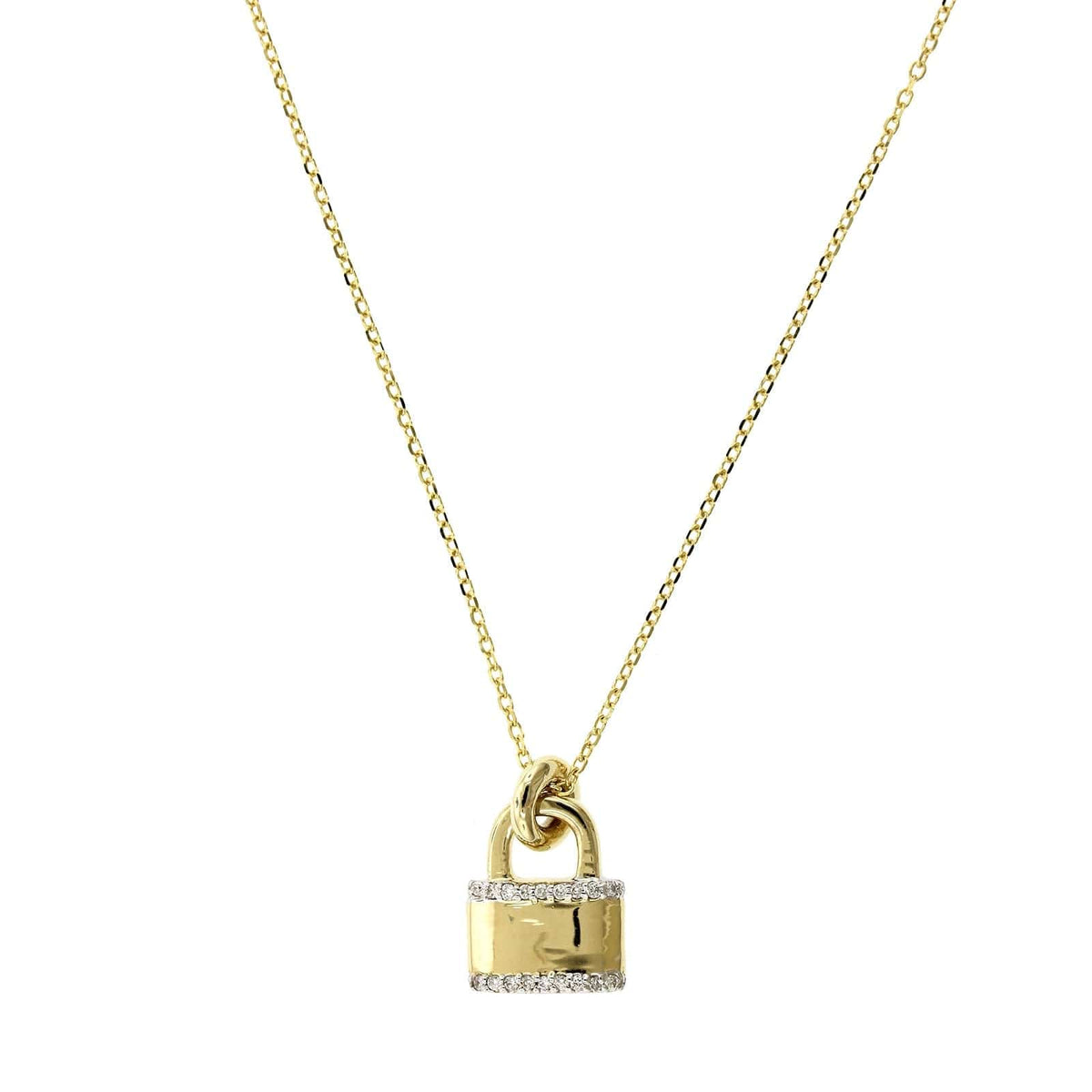 14K Yellow Gold Lock Diamond Necklace, 14k yellow gold, Long's Jewelers