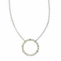 14K White Gold Round and Baguette Diamond Circle Necklace, 14k white gold, Long's Jewelers