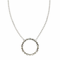 14K White Gold Round and Baguette Diamond Circle Necklace, 14k white gold, Long's Jewelers