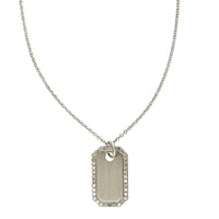 14K White Gold Dog Tag Diamond Necklace, 14k white gold, Long's Jewelers