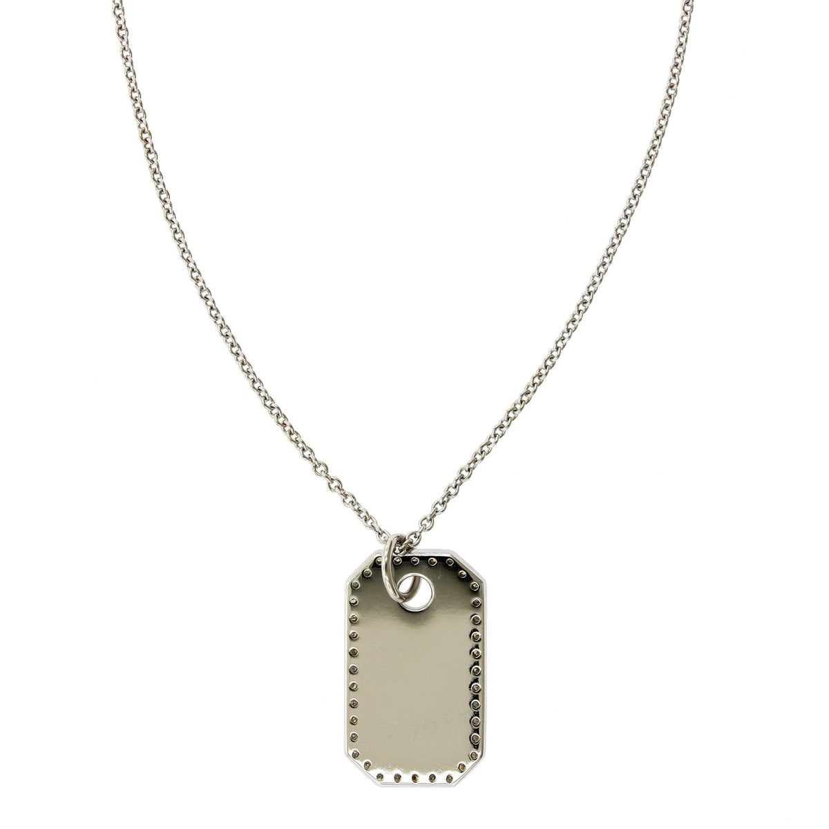 14K White Gold Dog Tag Diamond Necklace, 14k white gold, Long's Jewelers