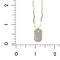 14K Yellow Gold Pave Diamond Dog Tag Pendant