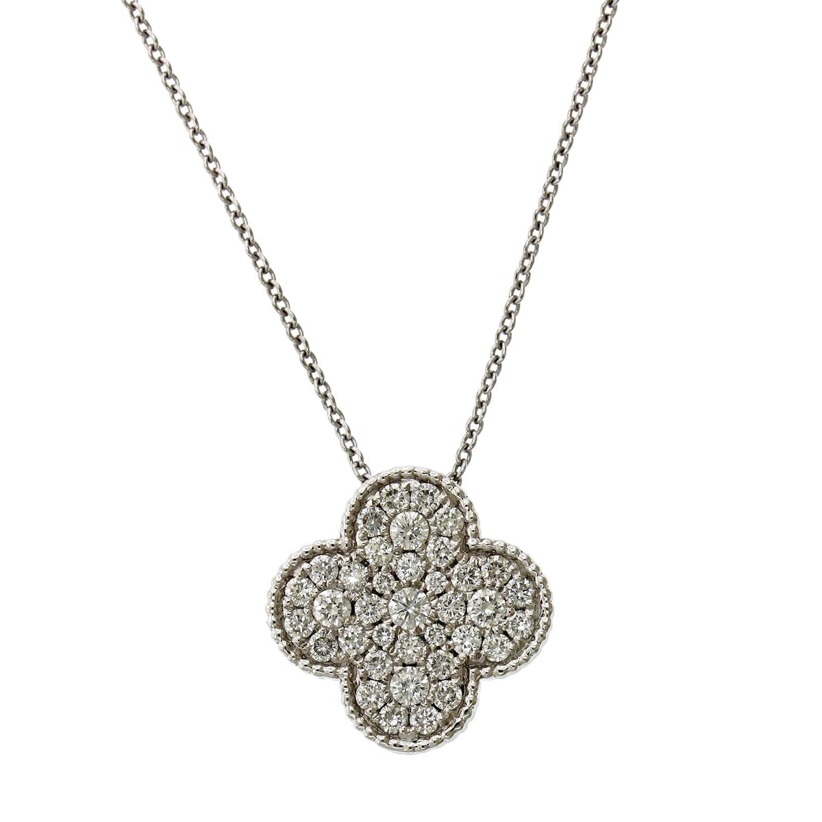 18K White Gold Diamond Clover Pendant, 18k white gold, Long's Jewelers