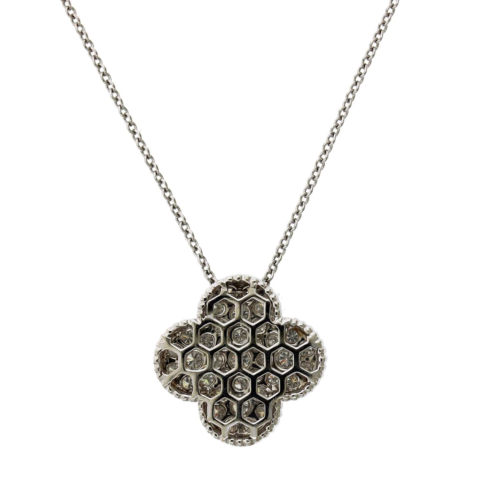 18K White Gold Diamond Clover Pendant, 18k white gold, Long's Jewelers
