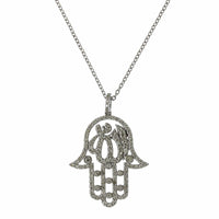 14K White Gold Diamond Hamsa Pendant, 14k white gold, Long's Jewelers