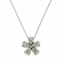 18K White Gold Flower Diamond Cluster Pendant, 18k white gold, Long's Jewelers