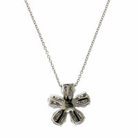 18K White Gold Flower Diamond Cluster Pendant, 18k white gold, Long's Jewelers