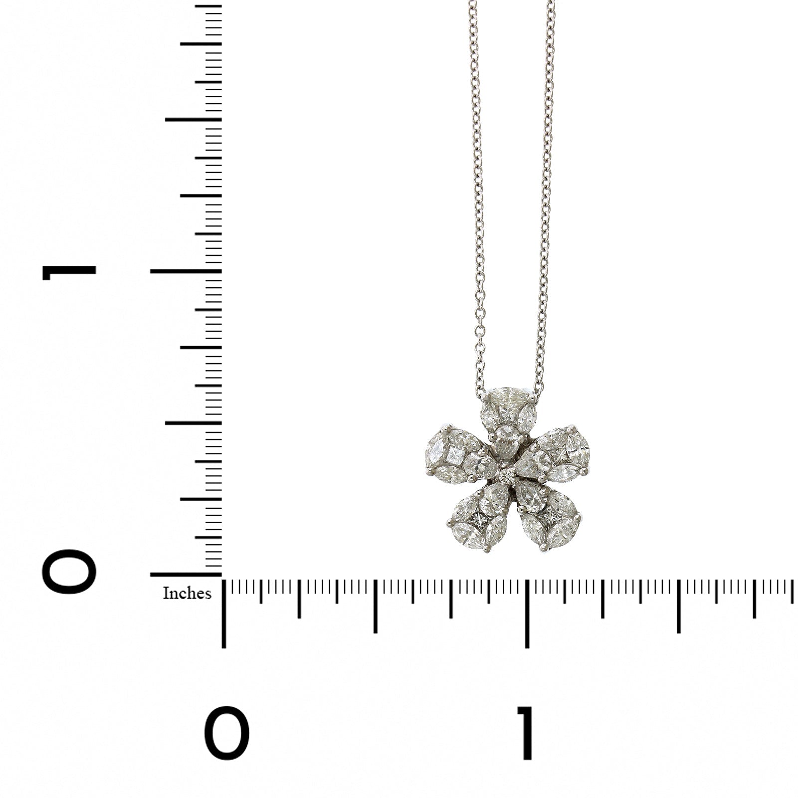 18K White Gold Flower Diamond Cluster Pendant, 18k white gold, Long's Jewelers