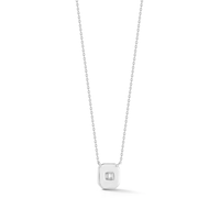 14K White Gold Baguette Diamond Tag Necklace, 14k white gold, Long's Jewelers