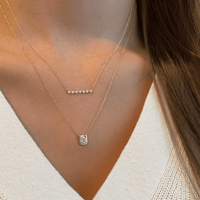 14K White Gold Baguette Diamond Tag Necklace, 14k white gold, Long's Jewelers