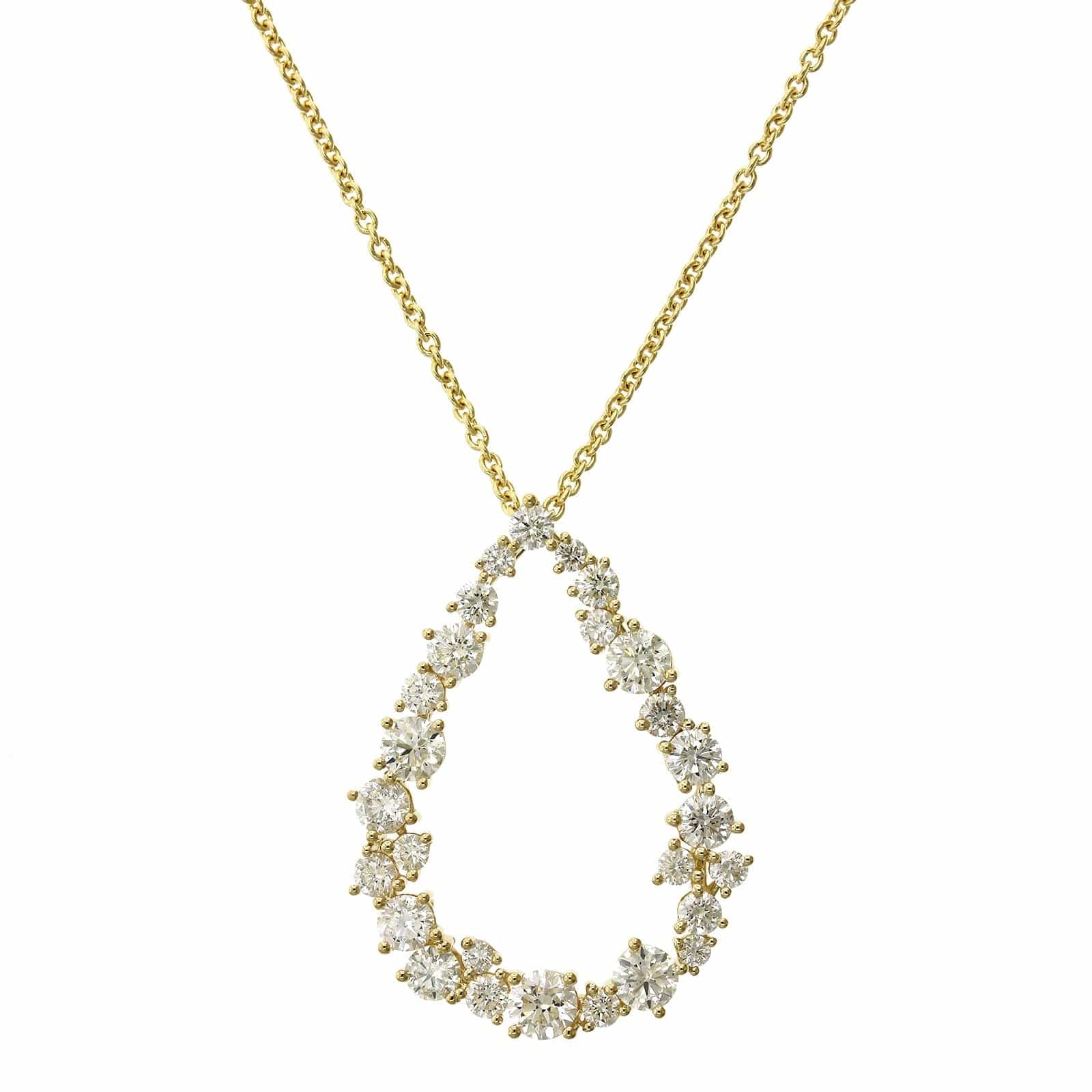 14K White Gold Diamond Cluster Pear Shape Pendant, 14k white gold, Long's Jeweler's